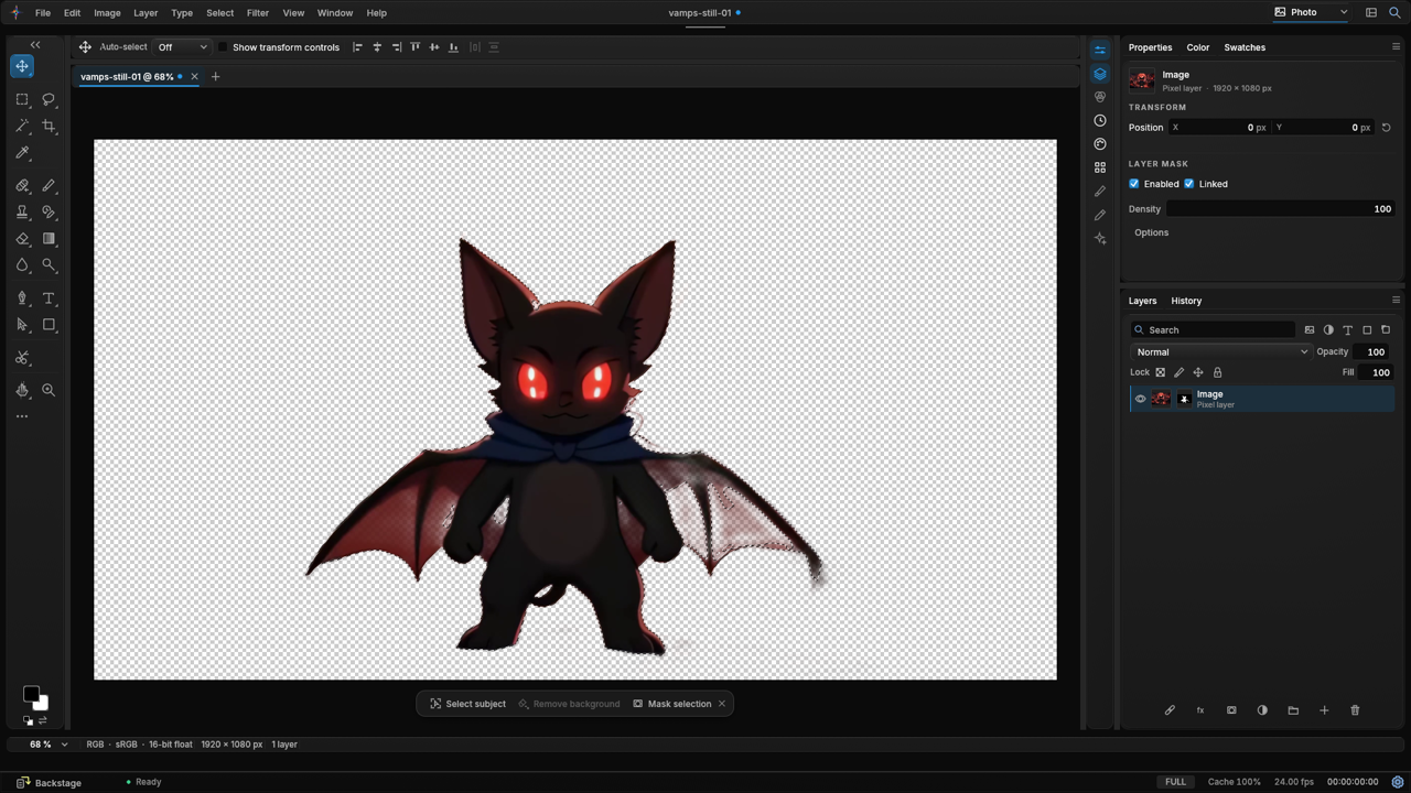 Image Studio after Remove background: the Vamps bat on a transparent layer